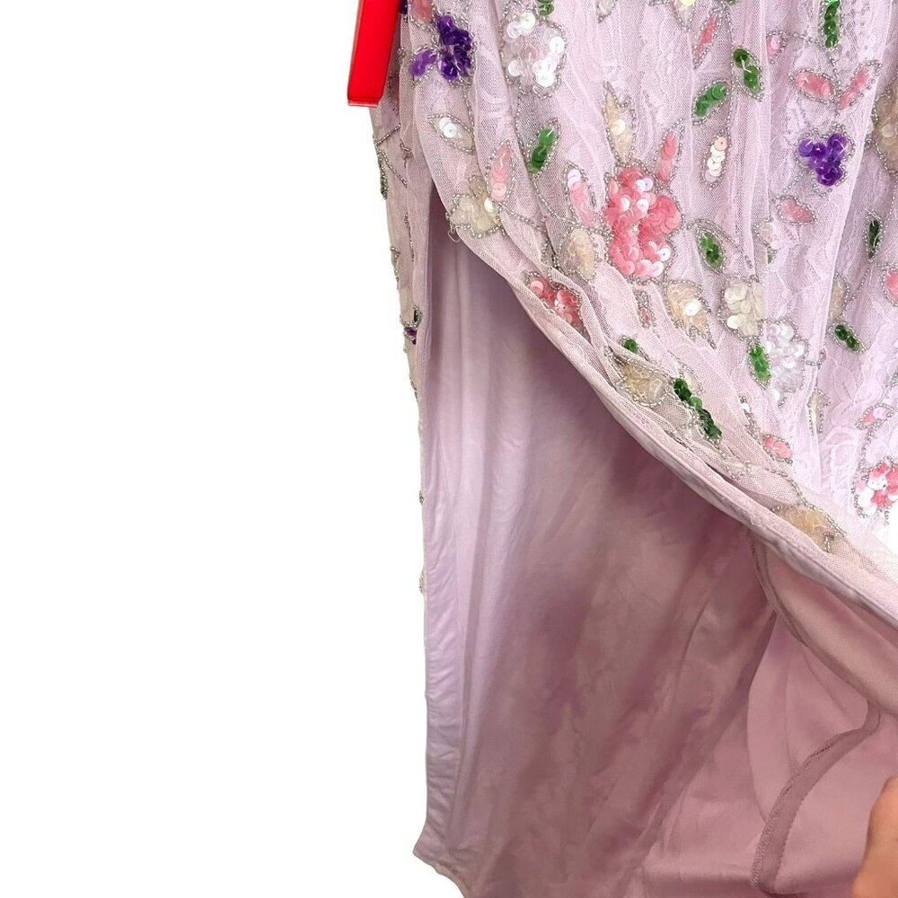 Mac Duggal Floral Embroidered Maxi Dress - Pink and Purple - Picture 8 of 13